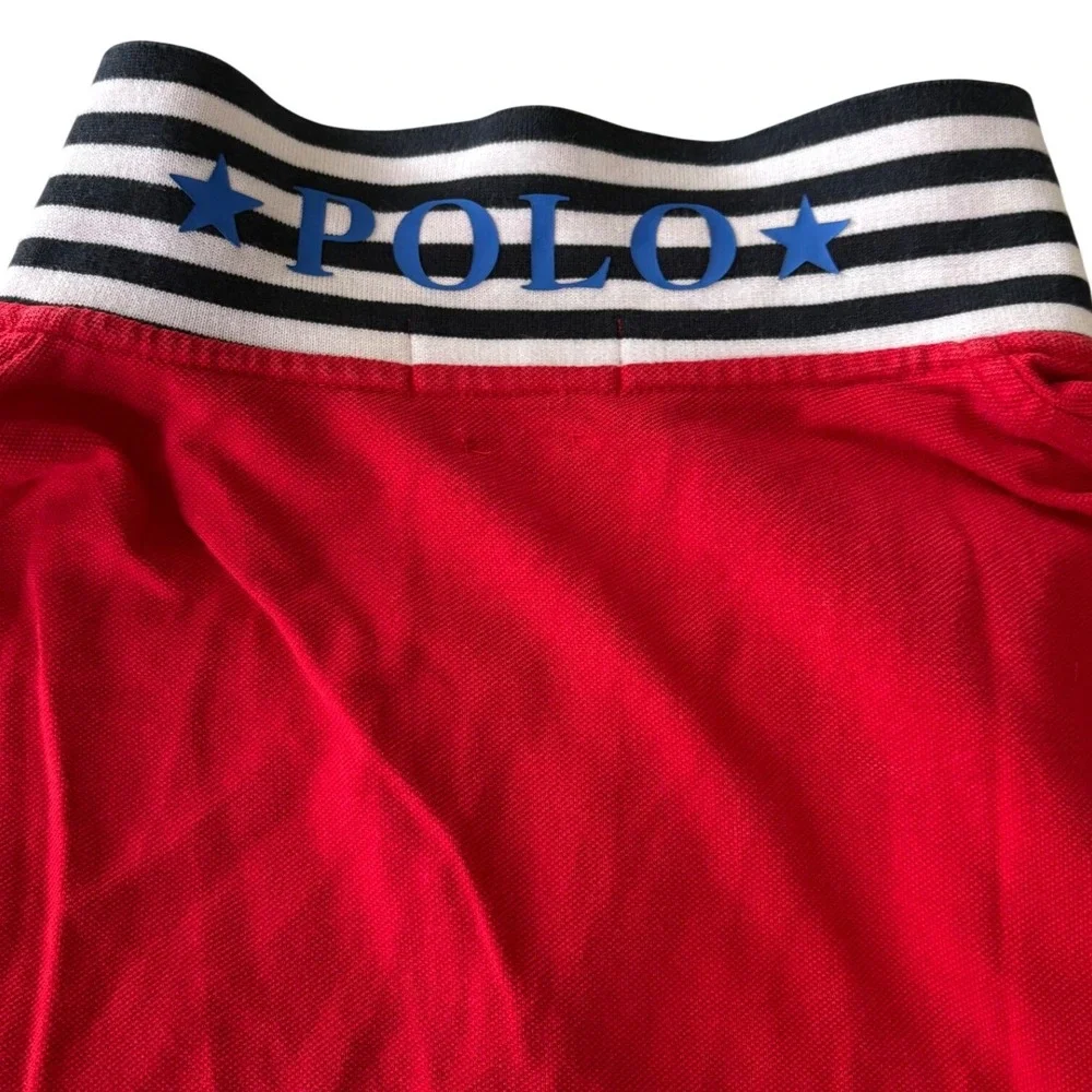 Polo by Ralph Lauren Red Short Sleeve Polo with White & Navy Trim